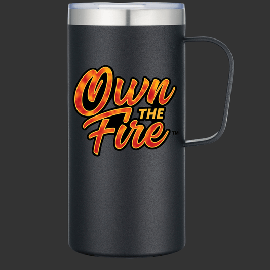 OWN THE FIRE™ 20oz Insulated Camp Mug — Flame Script Edition - OwnTheFire™