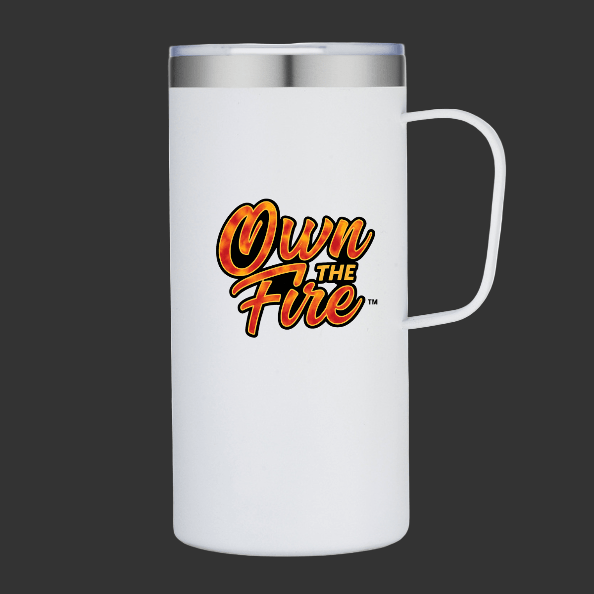OWN THE FIRE™ 20oz Insulated Camp Mug — Flame Script Edition - OwnTheFire™