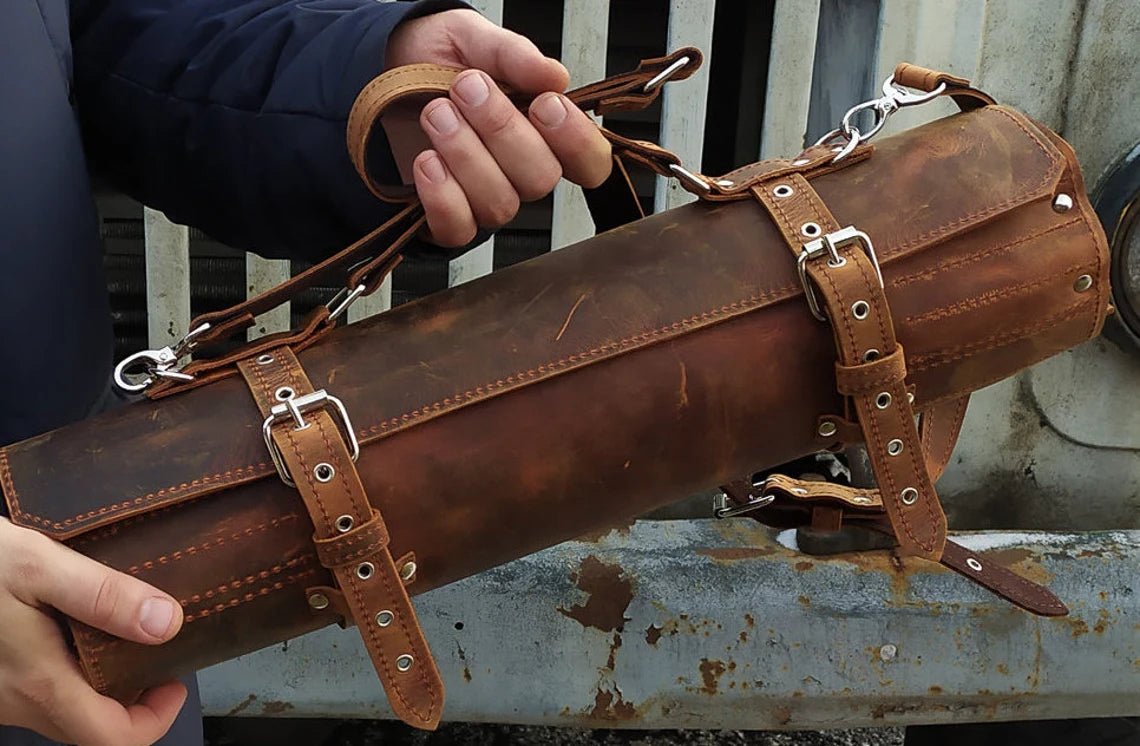 The Blade Vault 7 - Knife Leather Roll | Full - Grain Leather | OWN THE FIRE™ - OwnTheFire™