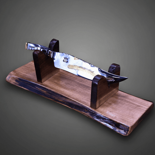 "The Feather" —Partial Gold Collector Knife - OwnTheFire™