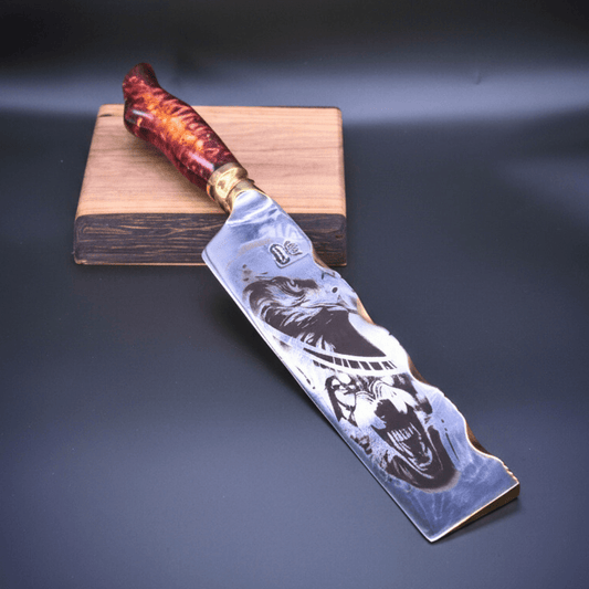 "The Warlord" — Mixed Gold & Steel Cleaver - OwnTheFire™