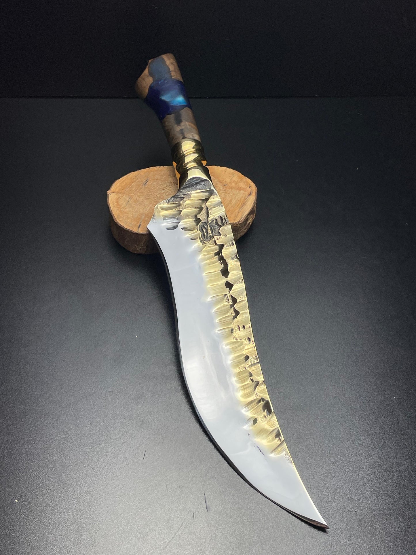 The Blue Current | Partial Gold Custom Knife | OWN THE FIRE™