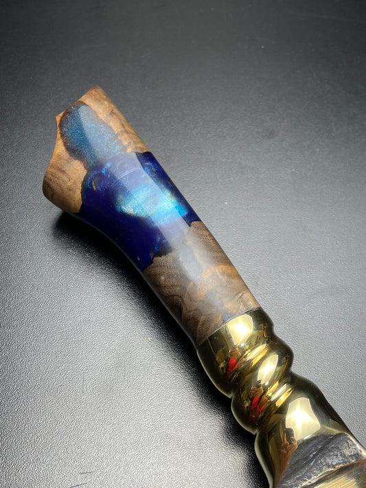 The Blue Current | Partial Gold Custom Knife | OWN THE FIRE™
