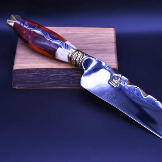 "The Emberfang" — Mixed Gold & Steel Collector Knife