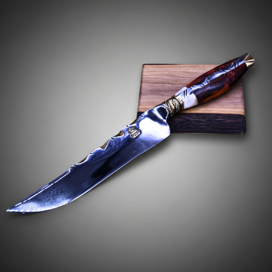 "The Emberfang" — Mixed Gold & Steel Collector Knife