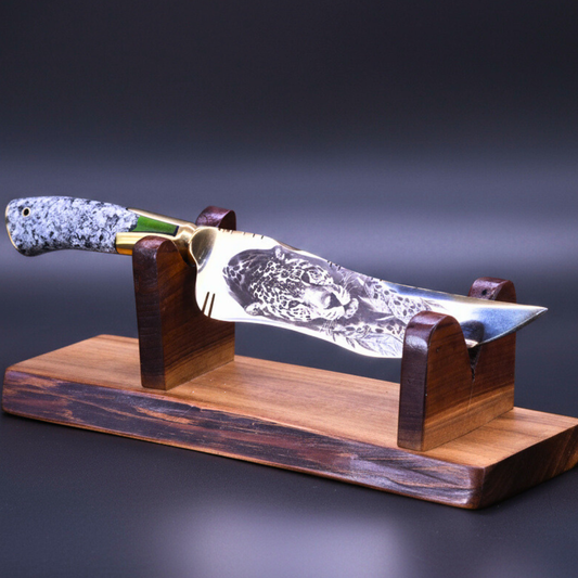 "The Stalker" — Mixed Gold & Steel Collector Knife