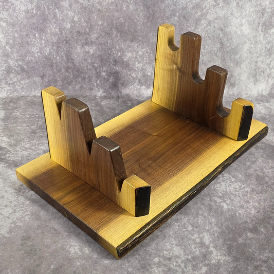 Live Edge Walnut Knife Display Stand | Triple Knife Holder