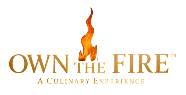 Logo for 'Own the Fire' with a flame graphic on a white background