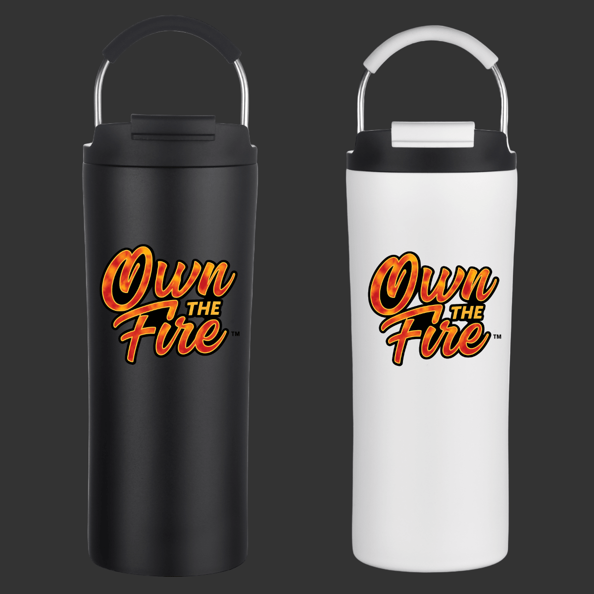 OWN THE FIRE™ 20oz Dual Lid Tumbler — Flame Script Edition - OwnTheFire™