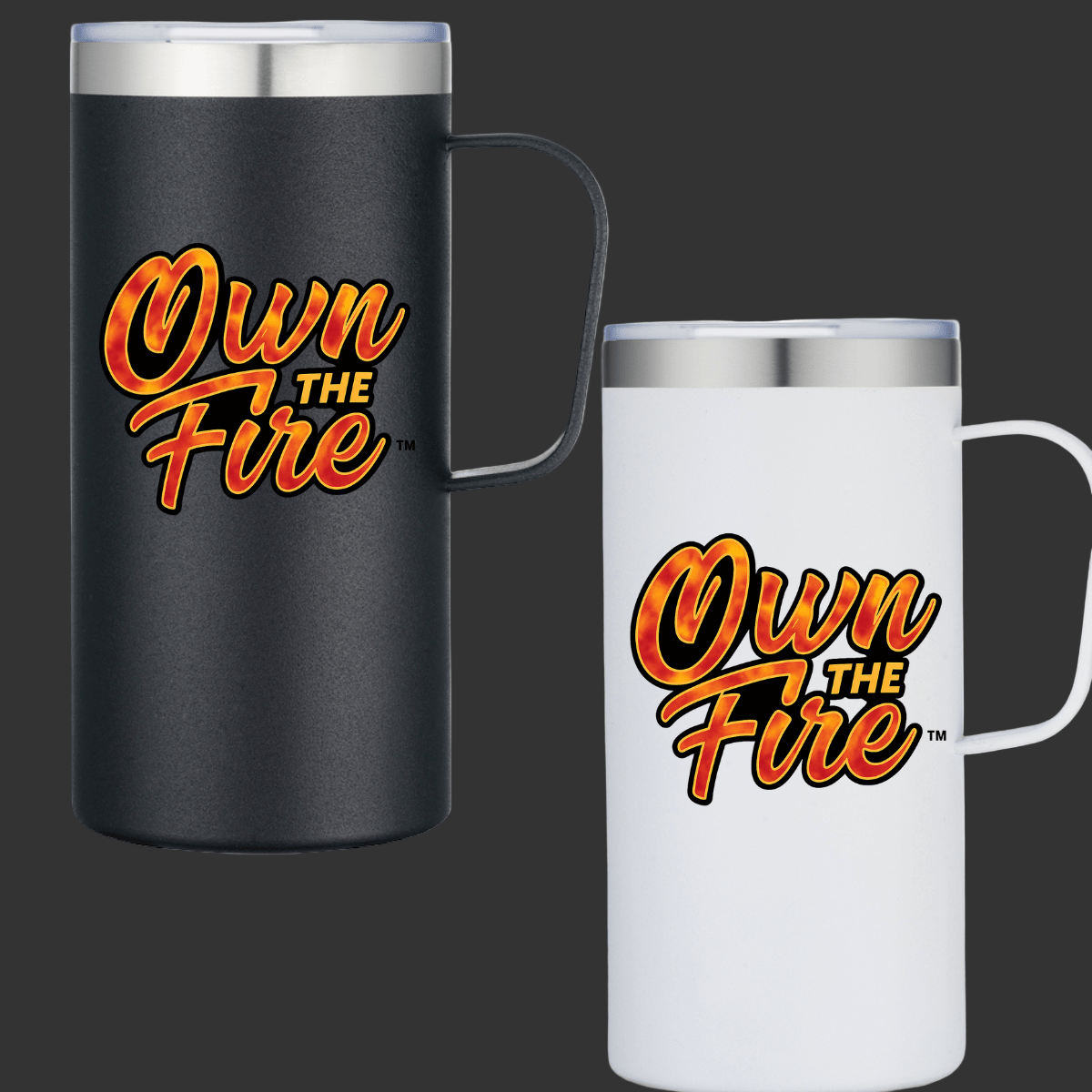 OWN THE FIRE™ 20oz Insulated Camp Mug — Flame Script Edition - OwnTheFire™