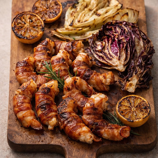 Pancetta - Wrapped Shrimp over Grilled Fennel & Radicchio - High - End Italian Meets Live Fire - OwnTheFire™