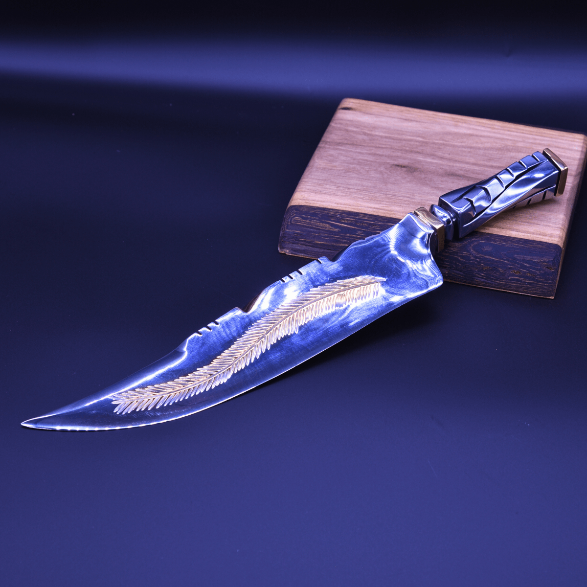"The Feather" —Partial Gold Collector Knife - OwnTheFire™