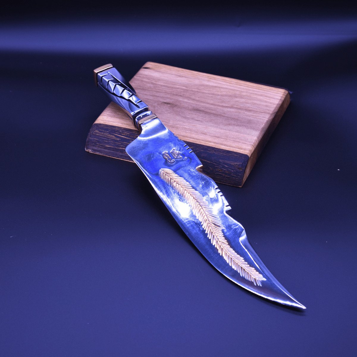 "The Feather" —Partial Gold Collector Knife - OwnTheFire™