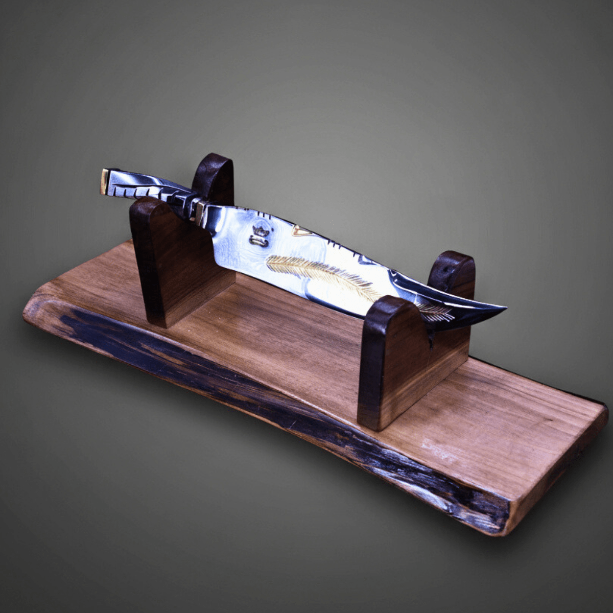 "The Feather" —Partial Gold Collector Knife - OwnTheFire™