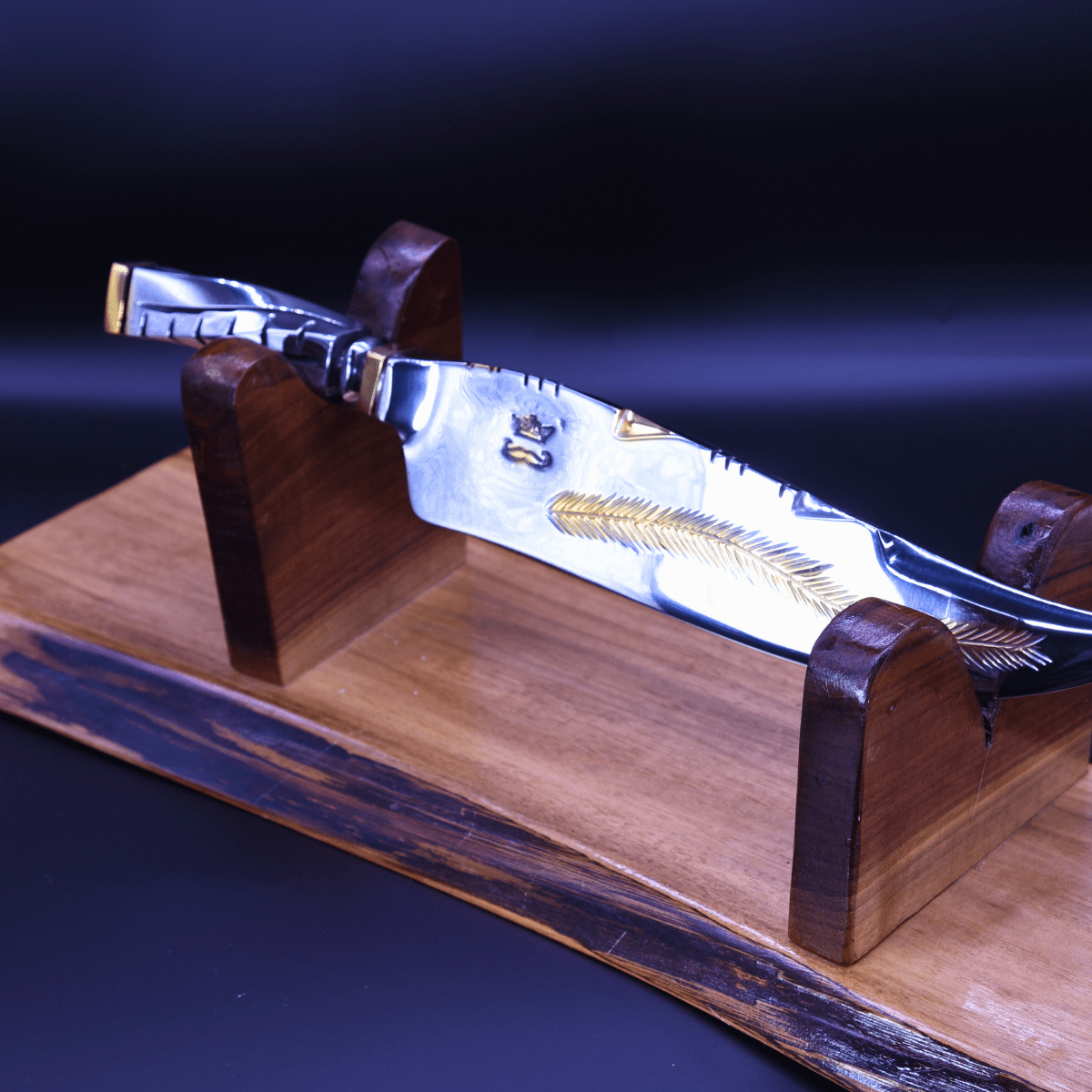 "The Feather" —Partial Gold Collector Knife - OwnTheFire™