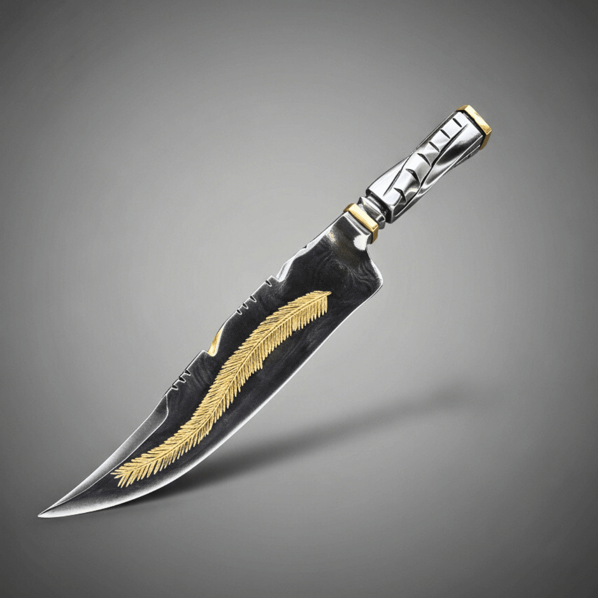 "The Feather" —Partial Gold Collector Knife - OwnTheFire™